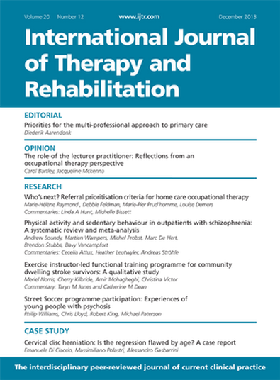 International Journal of Therapy and Rehabili (UK) magazine cover
