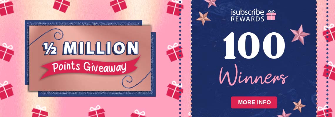 1/2 Million isubscribe Rewards Points Giveaway 